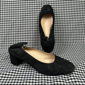 Everlane The Day Heel Black Suede Block Minimalist Pump Women's Size 9.5